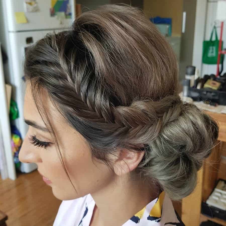 side fishtail braided updo