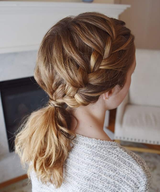 side french braid ponytail