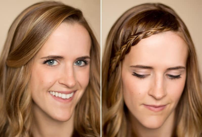 women with braided side bangs style