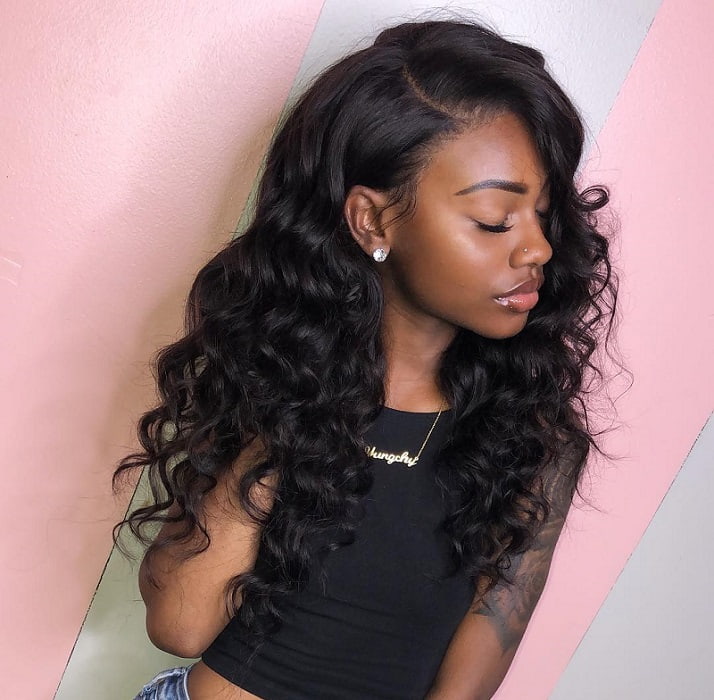 side part curly hair for black women