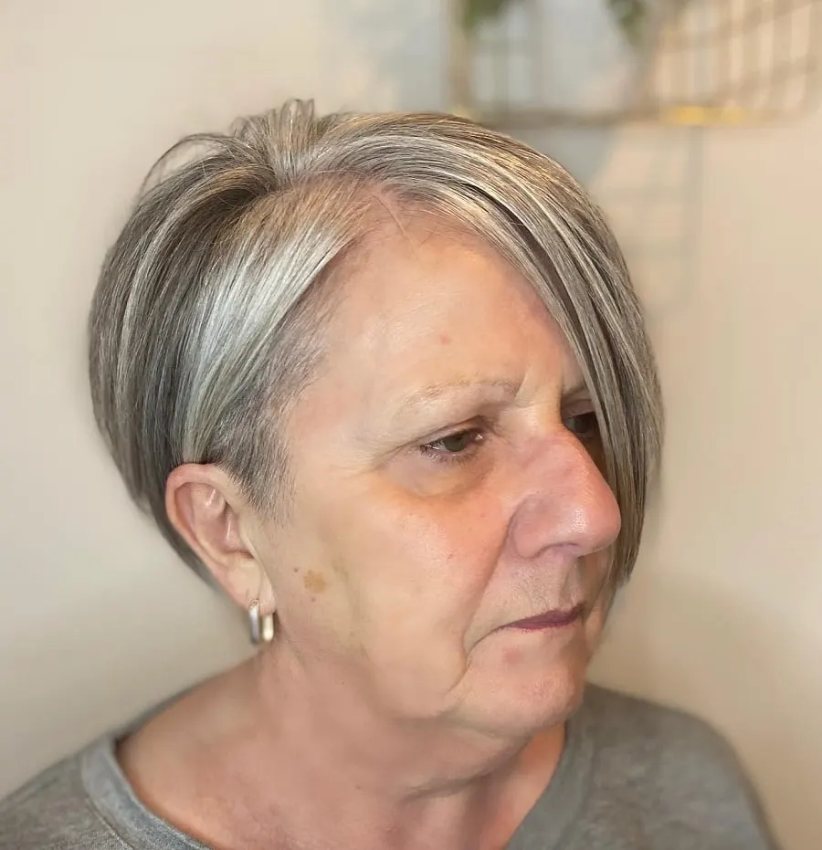 side part grey bob