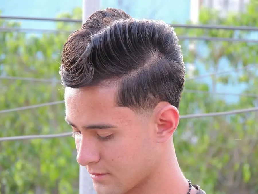 side part hair with taper fade