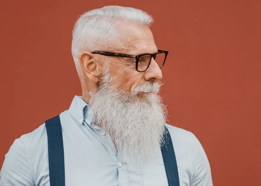 side part hairstyle for old men with glasses