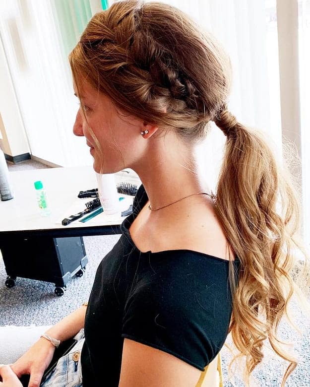 side part braided ponytail