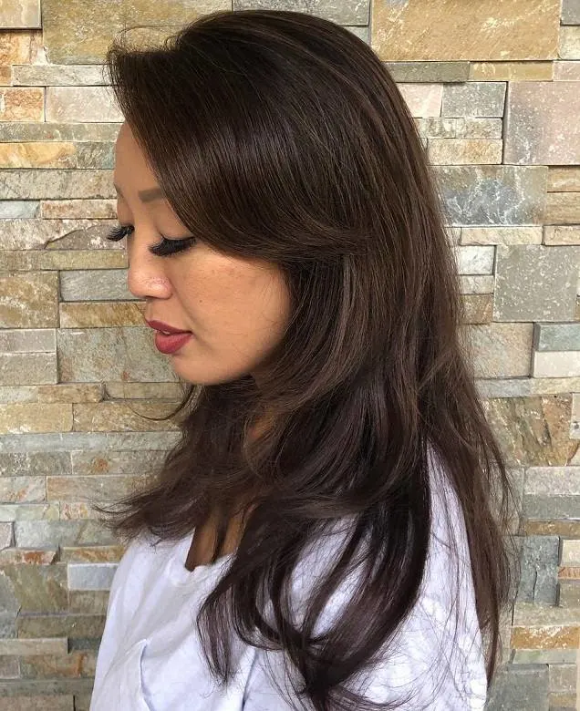 side swept bangs for Asian women