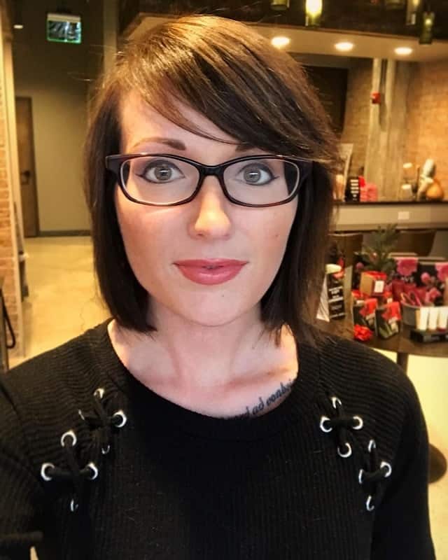 Side bangs with glasses 