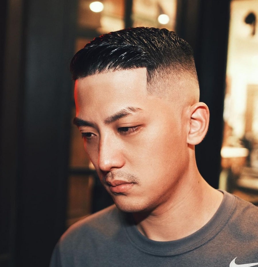 side swept crew cut with fade