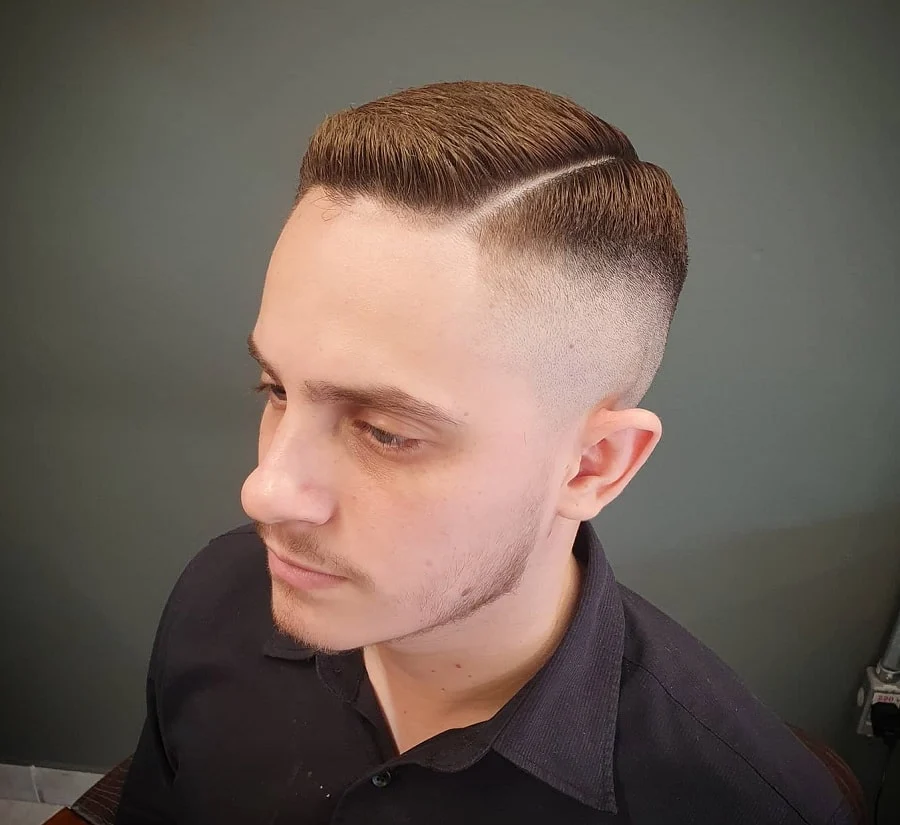side swept crew cut with high fade