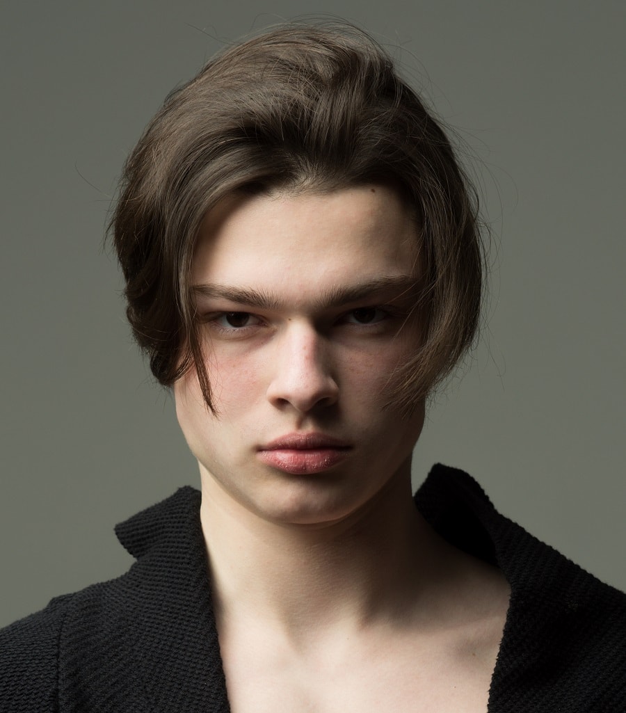 side swept hairstyle for boy with medium hair