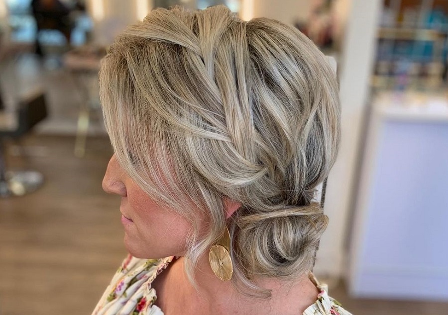 side updo hairstyle for women over 60
