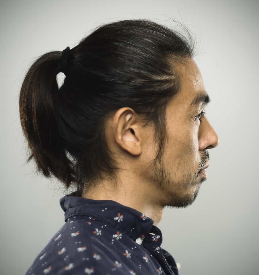 sideburn style with ponytail