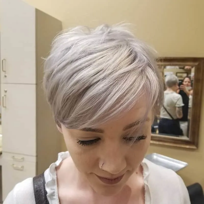 silver blonde pixie cut