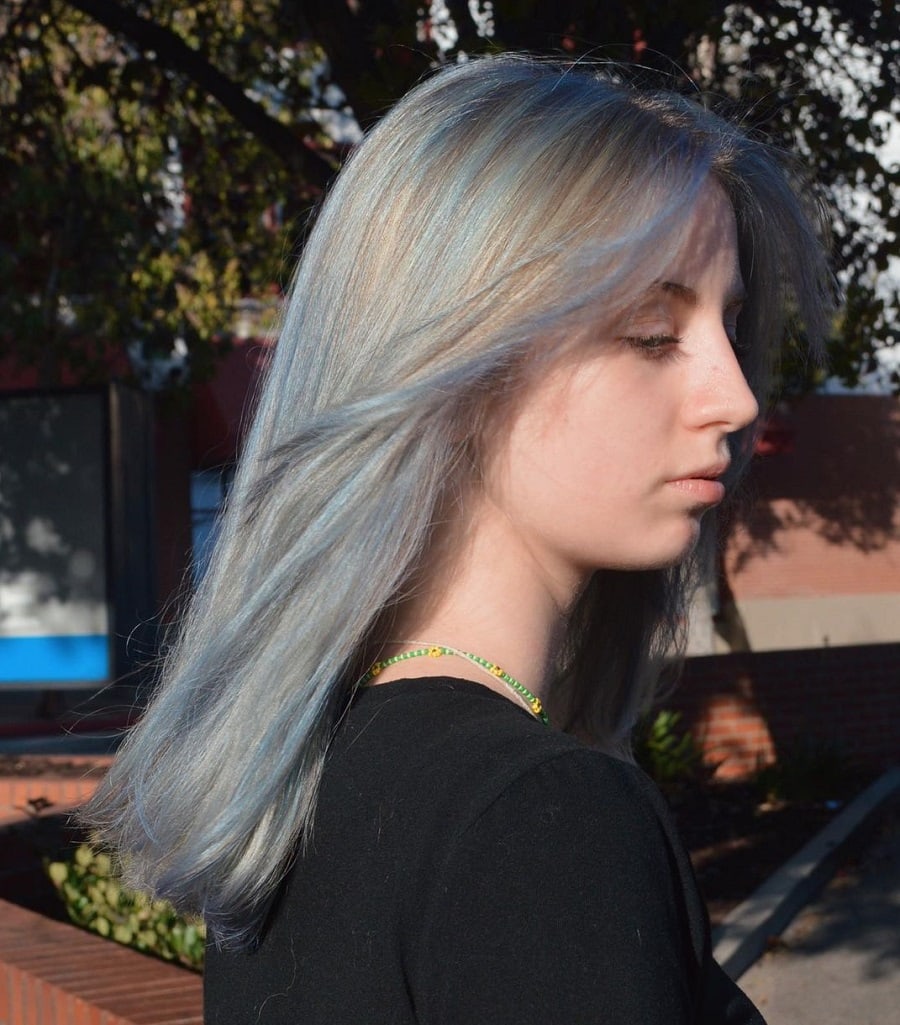 silver blue hair highlights