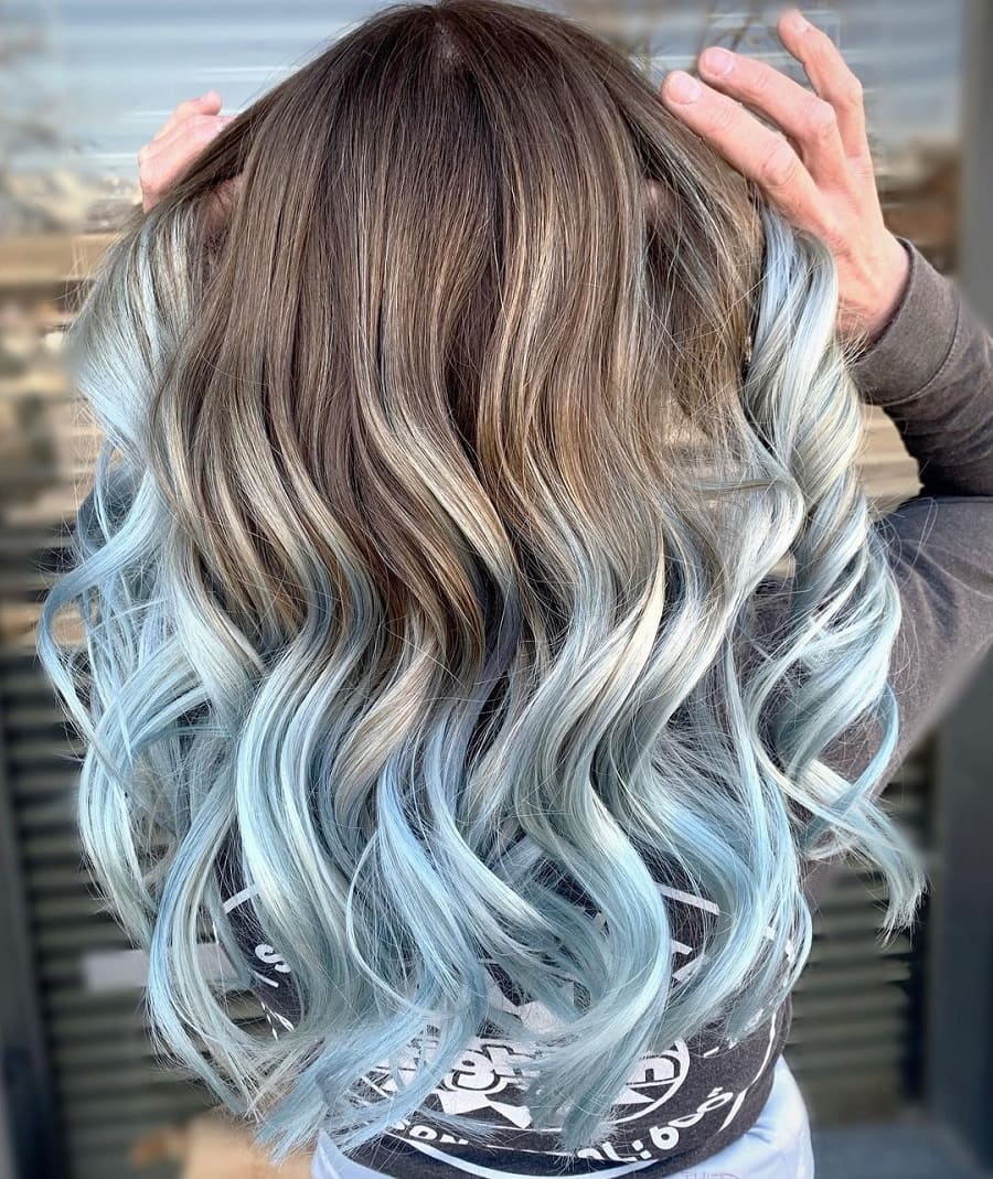 silver blue ombre hair