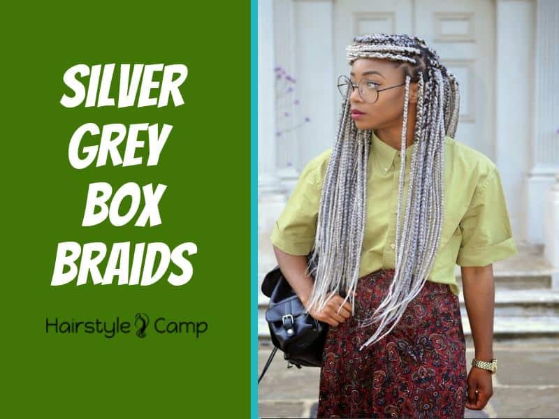 silver grey box braids