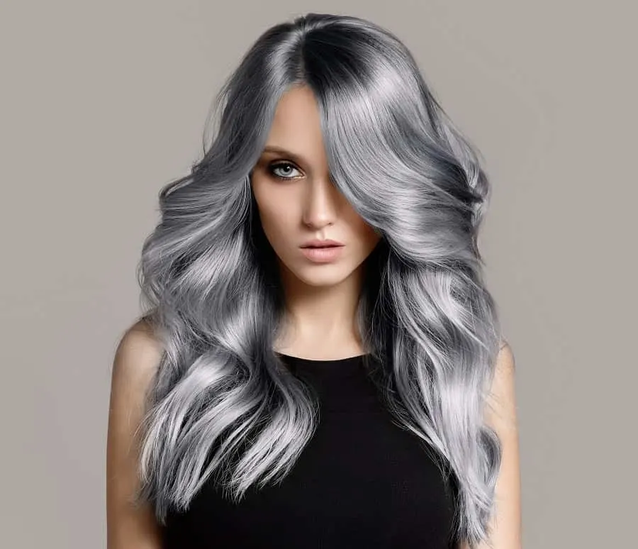 silver grey color for long hair