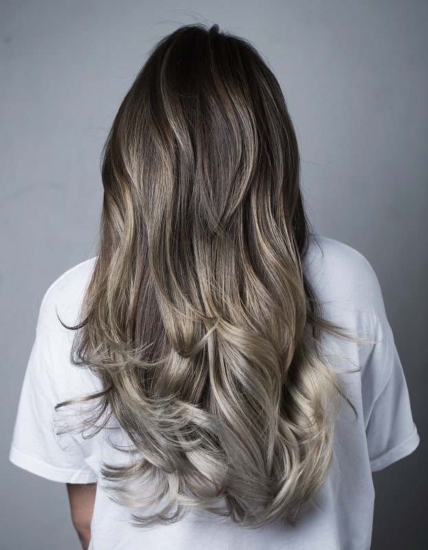 silver grey highlights for brown hair