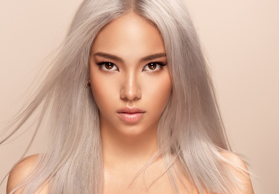 silver hair color for Asian women