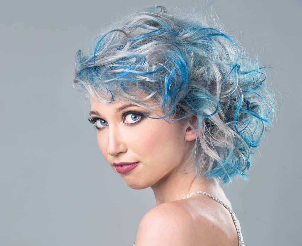 silver hair with blue highlights