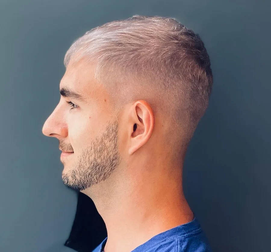 silver hair with skin fade for men