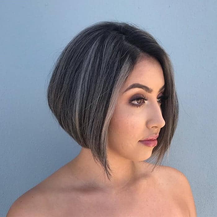silver highlights with straight bob