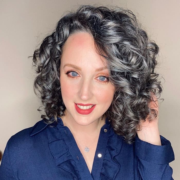 silver highlights on curly hair