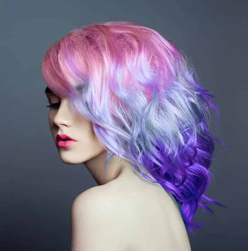 silver purple and pink hair