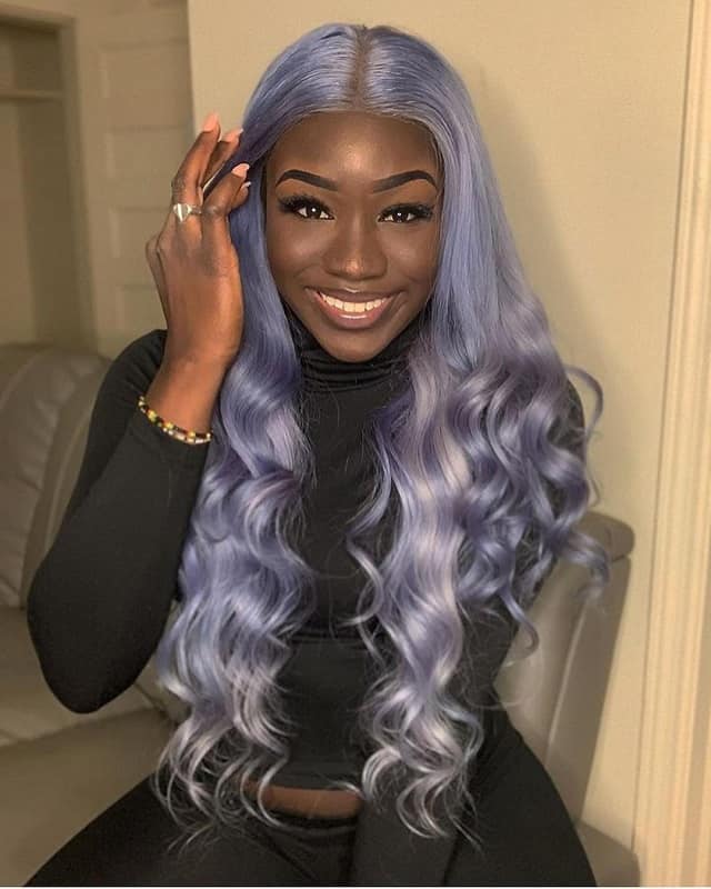 silver purple hair on black girl