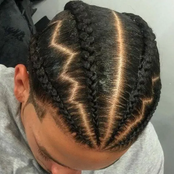 single braids with centre part 