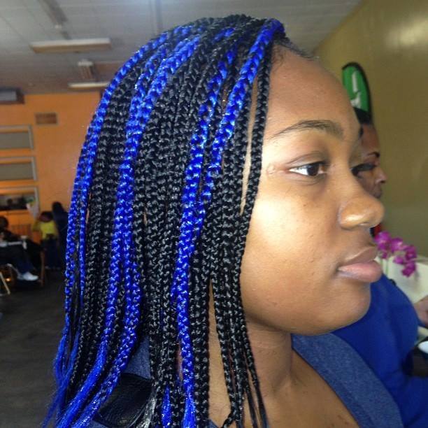 blue braid Highlights hairstyle for women 
