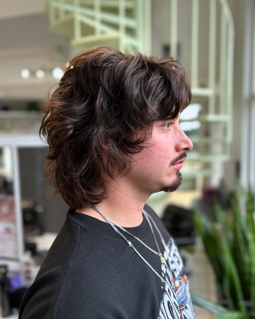 medium length wavy skater shag cut with wispy fringe