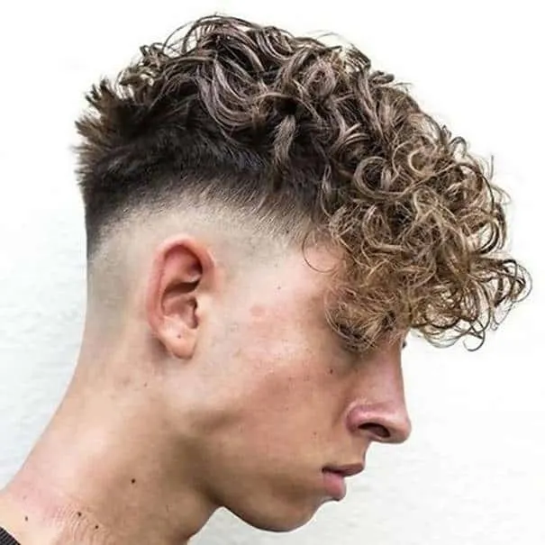 Curly Comb Over with Low Skin Fade