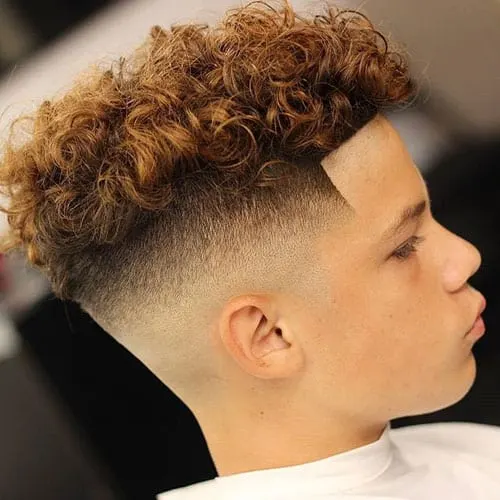 colored wavy hair with skin fade