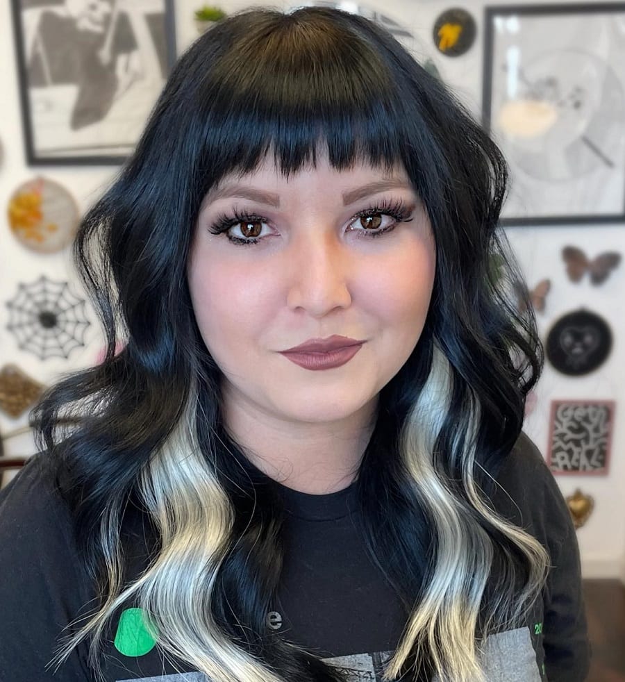 Skunk streak hair with cropped bangs