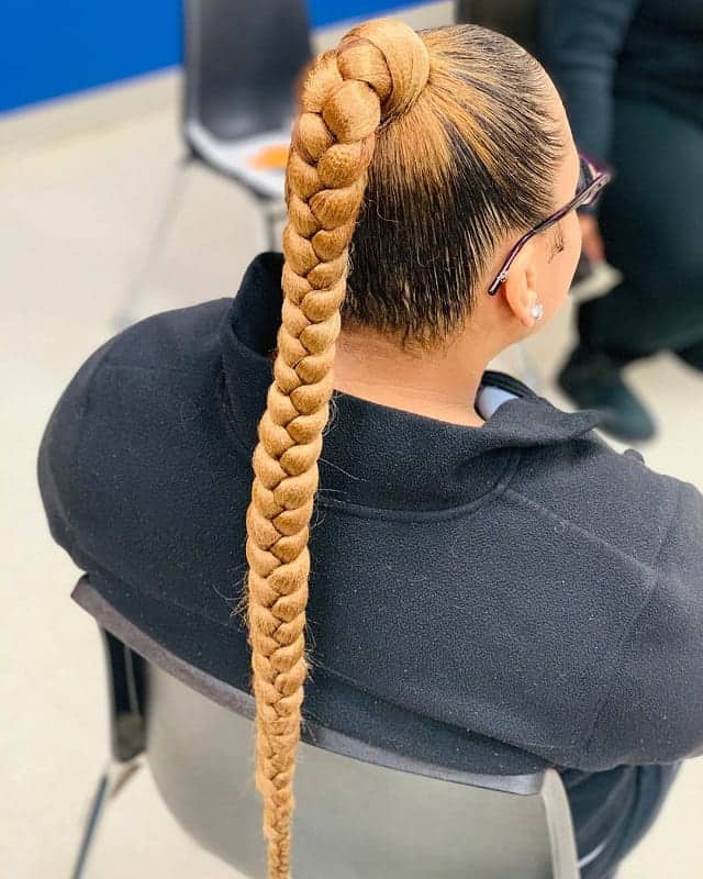 sleek ponytail with braid