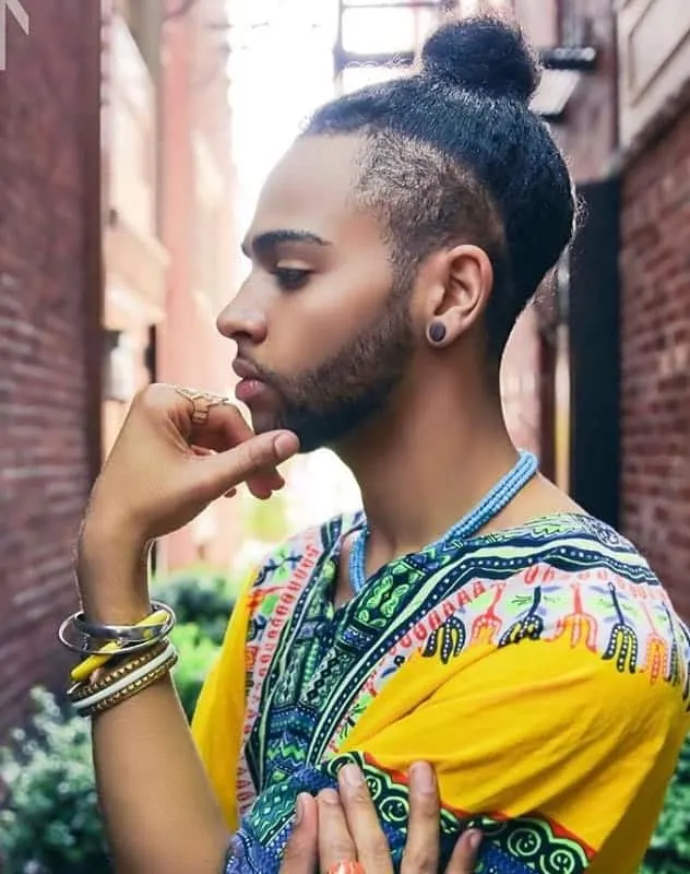 slick back curly bun