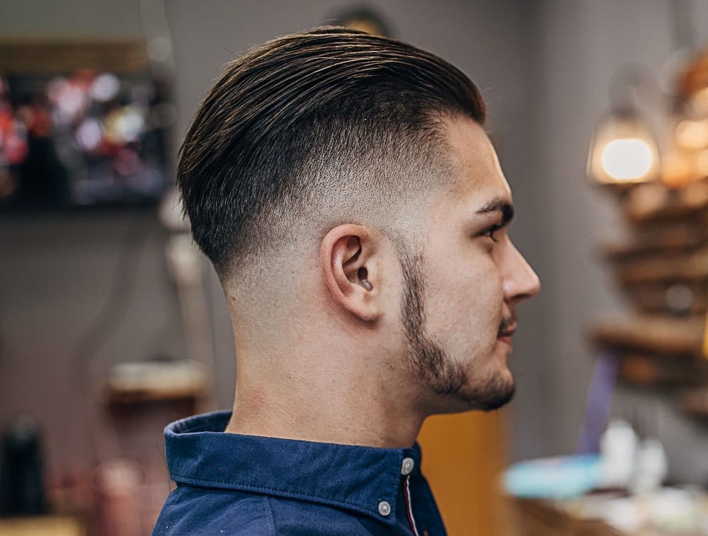 slick back hair with drop fade