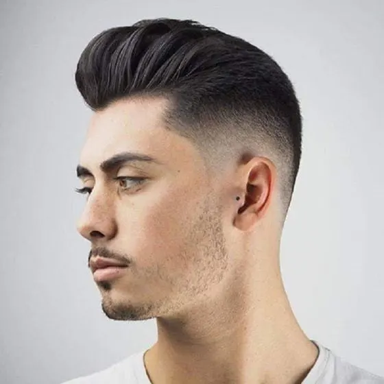 comb back fade with pompadour