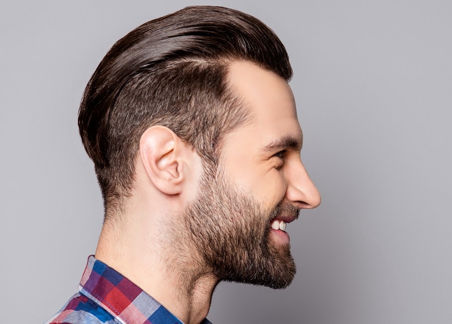 slicked back hairstyle for British men