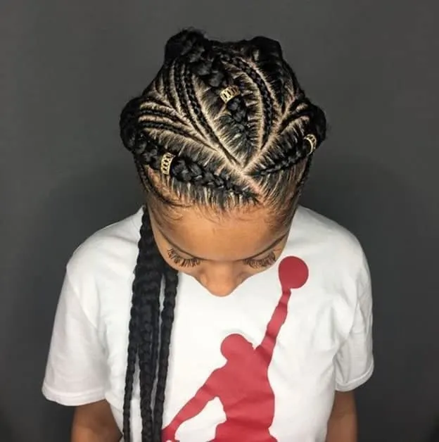 small feed in braid with design