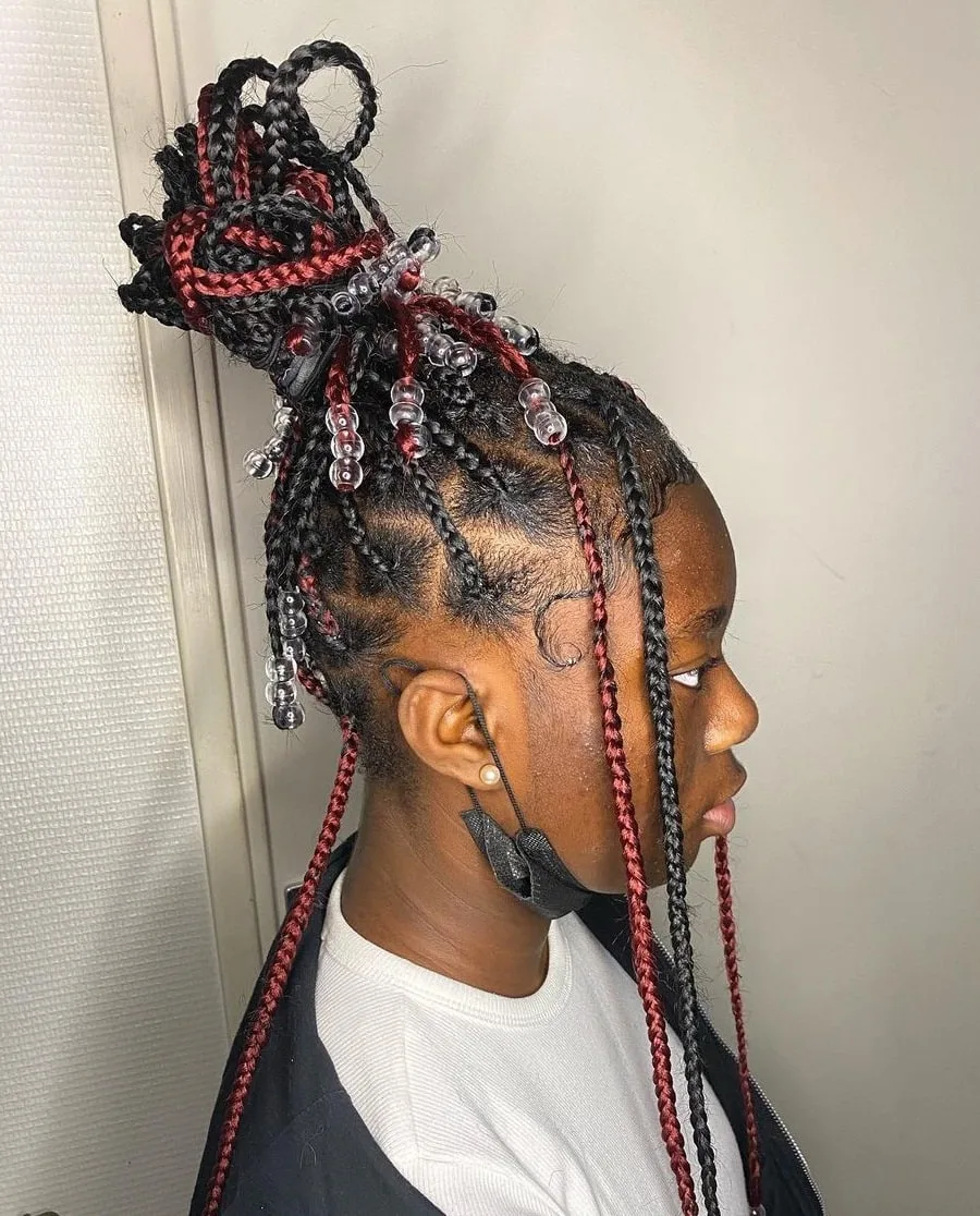 small knotless braids with beads
