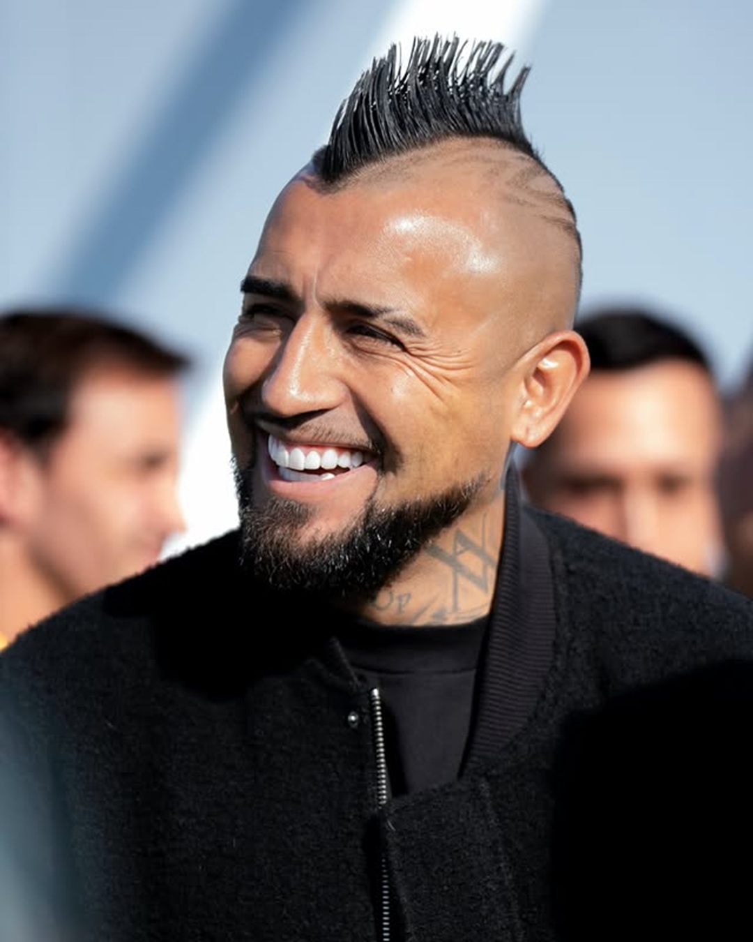 Soccer player Arturo Vidal featuring a spiky mohawk haircut with shaved side designs