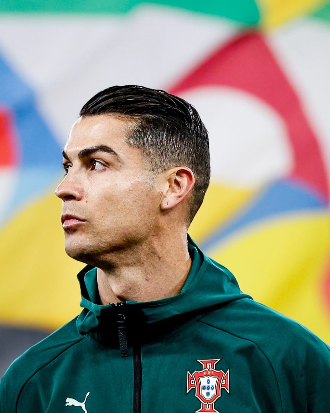Soccer player Cristiano Ronaldo with aslicked-back undercut hairstyle