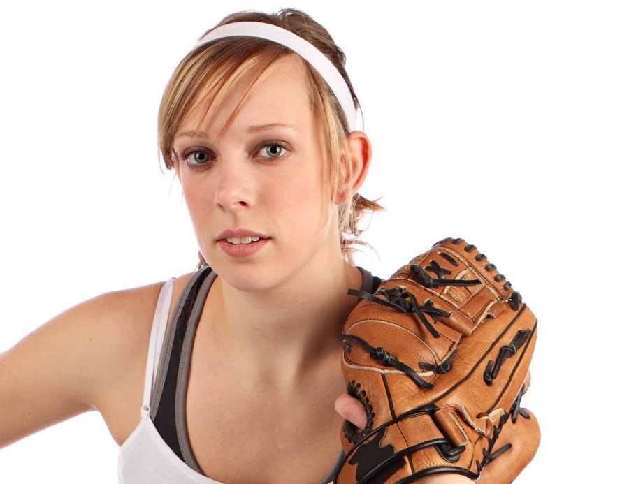 softball hairstyle with bangs