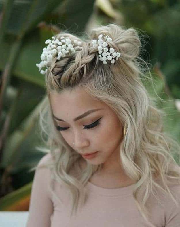 space bun hair for wedding