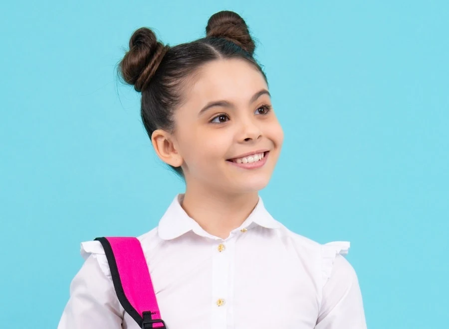 space bun hairstyle for the last day of middle school