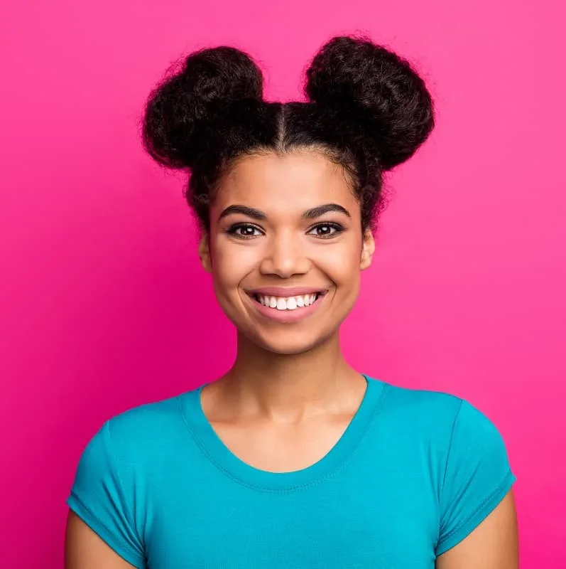 space buns for thick hair
