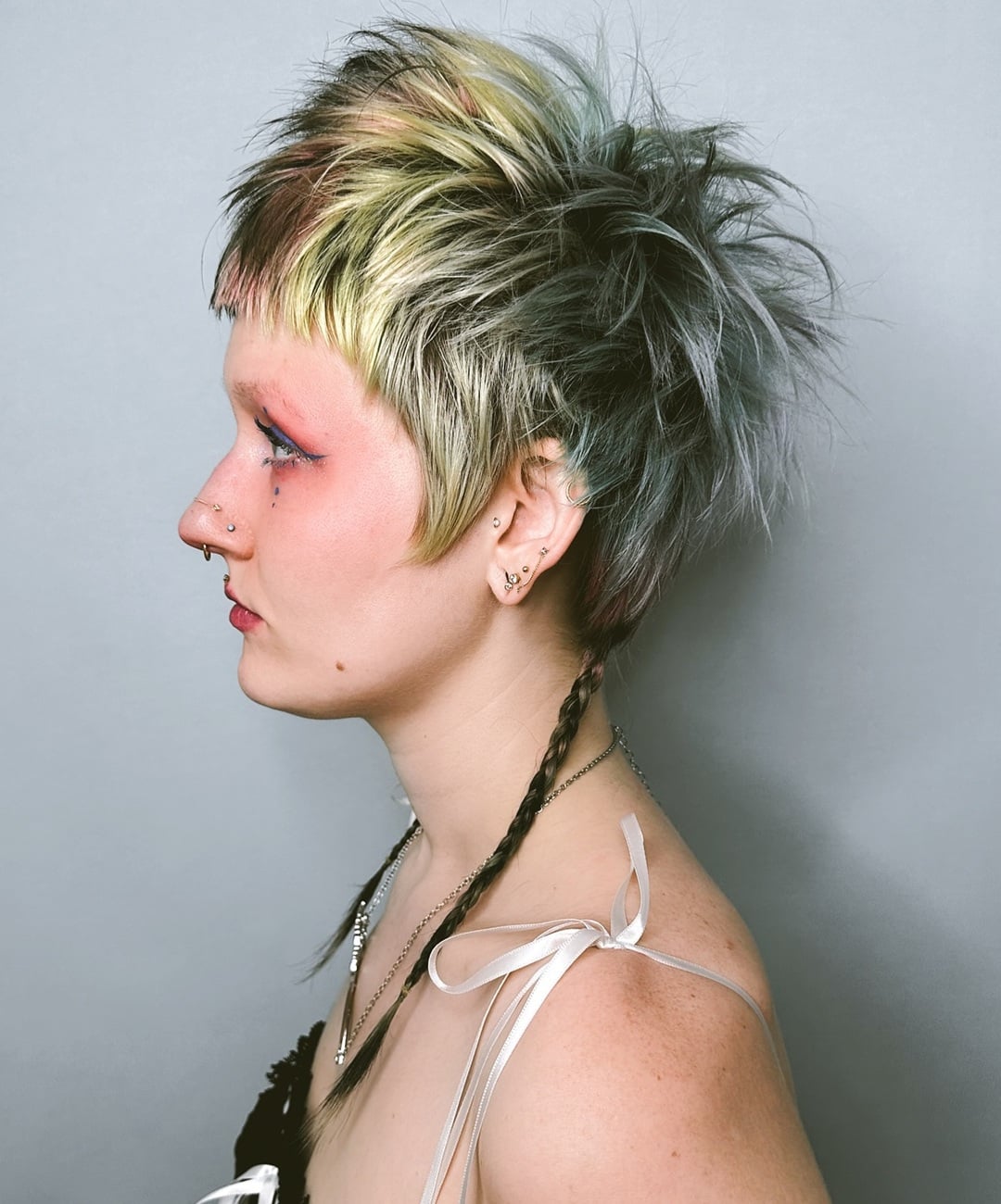 Choppy spiky pixie haircut for thick hair with micro bangs
