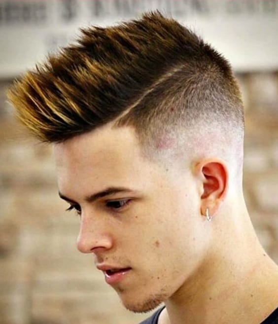 spiky hair fade with highlights