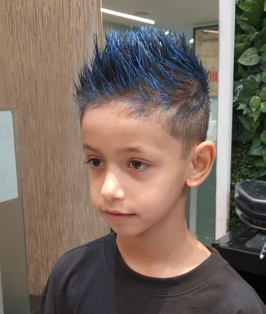 spiky long top with short sides hair for boys